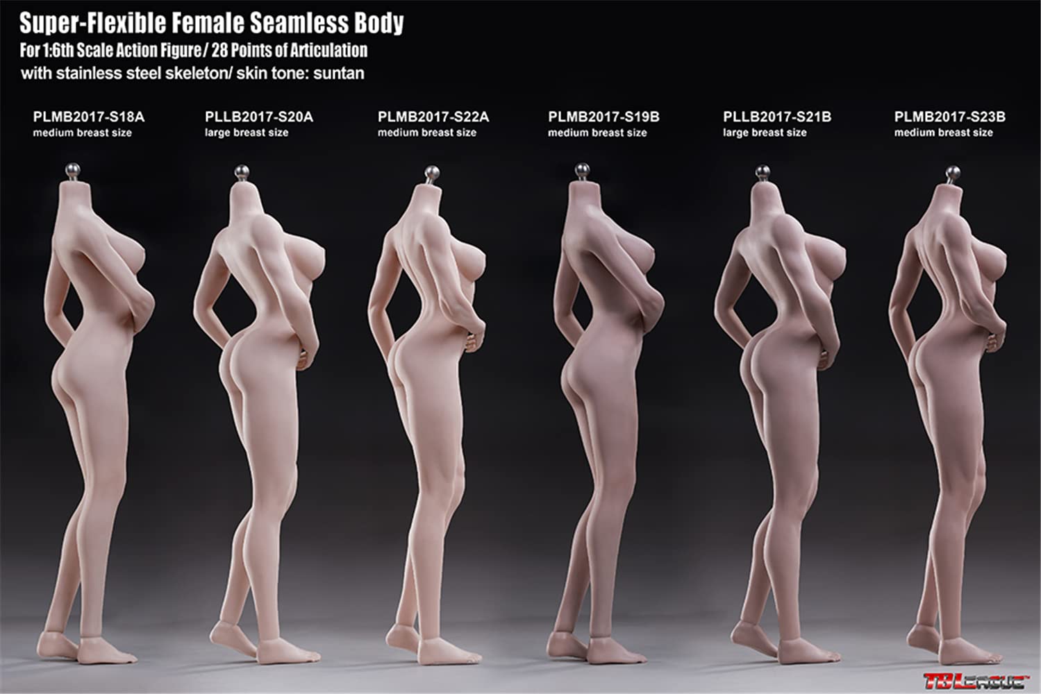 HiPlay TBLeague 1/6 Scale 12 inches Female Super Flexible Seamless Figure Body, Pale Skin, S22A (Muscular & Medium Bust)