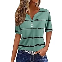 Office Curved Hem Fall Tunics Ladie's Novelty Long Sleeve V Neck Slim Fit Shirts Ladies Button Striped Cotton Green L