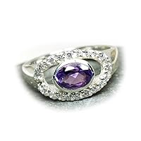 Genuine Amethyst Oval Cut Stone 925 Sterling Silver Ring Size 4,5,6,7,8,9,10,11,12