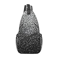 Durable Adjustable Outdoor Hiking Shiny Silver Glitter Print Cross Chest Bag Diagonally Single Shoulder Backpack
