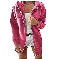 Coats For Womens Womens Fashion Long Sleeve Full Zip Up Hooded With Pockets Sweatshirts Casual Jacket Coat Outwear