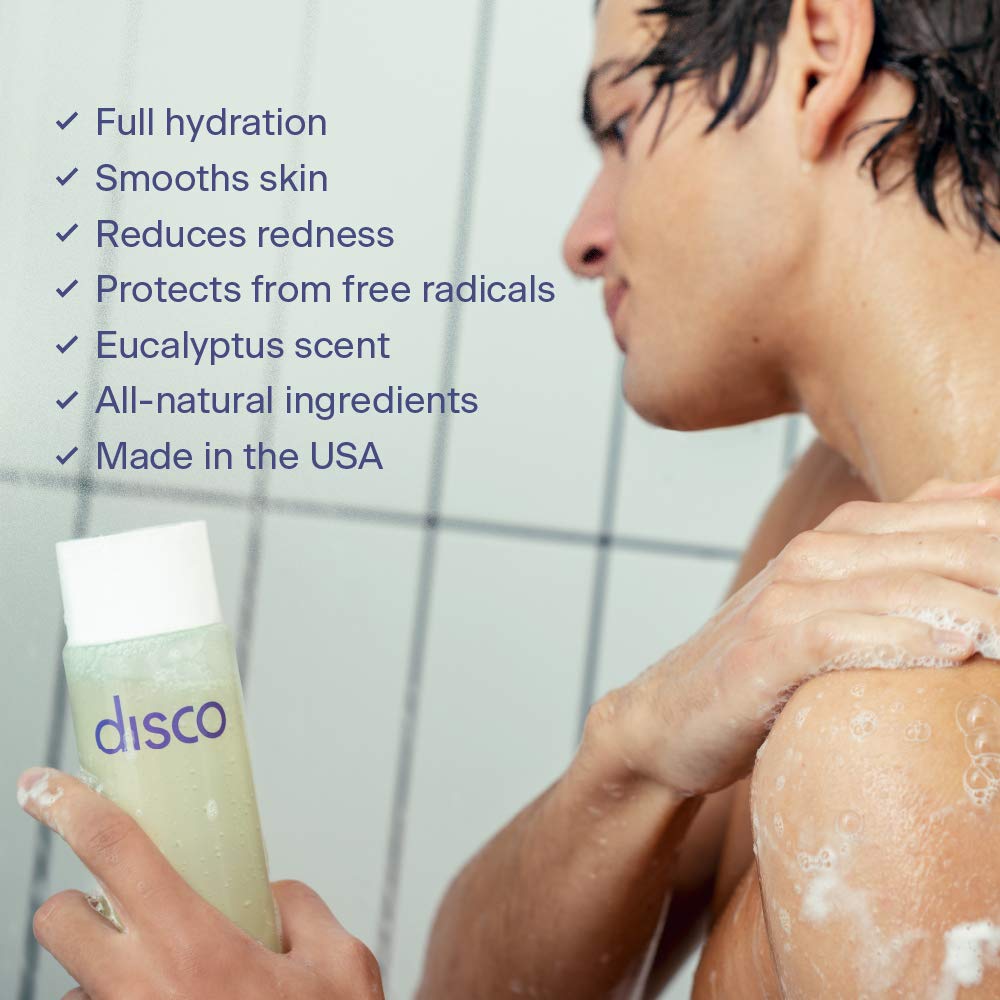 Men's Body Wash by Disco - All-Natural, Soothing and Hydrating - Paraben Free, Vegan - Eucalyptus Scent - 10.1 Fl Ounces