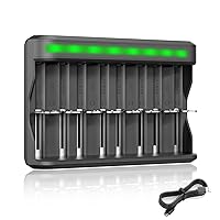 BONAI AA AAA C D SC Battery Charger, USB High-Speed Charging, Independent Slot, 8 Bay Household Charger for Ni-MH Ni-CD Rechargeable Batteries with Detection Function