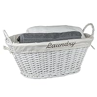 Home Basics Wicker Laundry Basket (White)