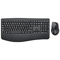 Wireless Keyboard and Mouse - Ergonomic Keyboard and Mouse Combo Full Size Keyboard Cordless with Palm Wrist Rest Ergonomic Mouse Wireless for Windows Computers Laptops - Black