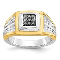 14k Two tone Gold Black Diamond Mens Ring Size 10.25 Jewelry for Men