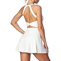 Ewedoos Womens Tennis Dress Cut Out Twisted Athletic Dress with Built in Bra & Shorts Underneath Golf Dresses for Women