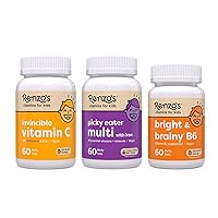 Renzo's Vitamins Back to School Bundle - Bright & Brainy Vitamin B6, Picky Eater Kids Multivitamin, and Kids Vitamin C with Elderberry & Zinc for Immune Support