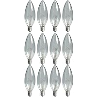 Lighting Crystal Clear Decorative Chandelier Light Bulbs, Blunt Tip, 25-Watt, 220 Lumen, E12 Candelabra Base, 12-Pack, Soft White