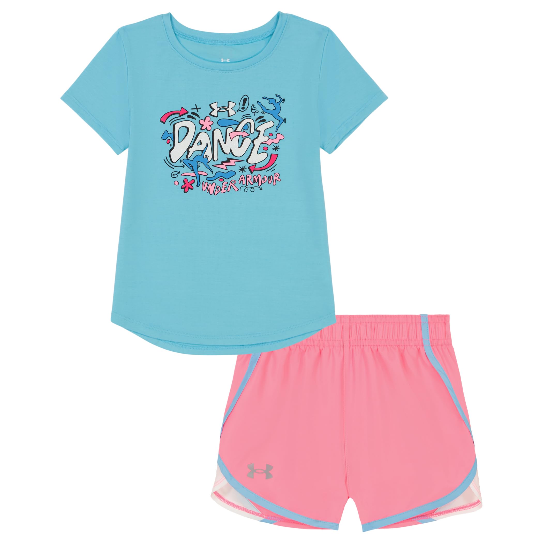 Under Armour Girls Short Sleeve Shirt and Shorts Set, Durable Stretch and Lightweight
