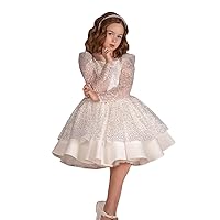 Mordarli Flower Girl Dress Sequin Pageant Dress Girls Tutu Ball Gown Christmas Birthday Party Dresses