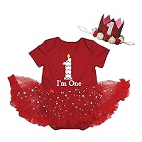 Petitebella 1st Birthday Red Bodysuit Red Bling Stars Baby Dress Nb-18m