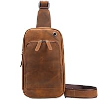 FANGDA Leather Sling Bag Chest Bag Crossbody Shoulder Business Backpack Outdoor for Male