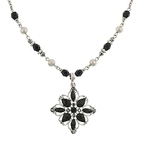 2028 Jewelry Black Flower Pendant Necklace For Women 16