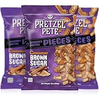 Pretzel Pete Cinnamon Brown Sugar Seasoned Pretzel Pieces, Non-GMO Ingredients, Small Batch, Bold Flavor, 9oz (3 Pack)