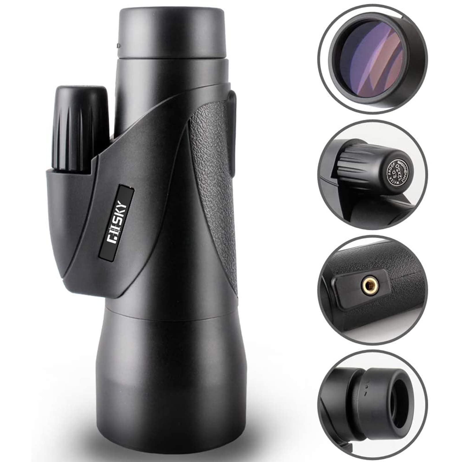 Gosky Monocular Telescope, 12x50 ED Glass Monocular for Adult, Ultra HD Multi with High Powerful Coated, BAK4 Prism & Waterproof Suitable for Bird Watching Hunting Camping Wildlife -1250ED