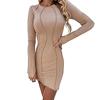 Beach Dress Plus Size Boho,Women Split Design Sense Long Sleeve Hip Sexy Dress Womens Sweater Dress Shirt