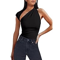 SOFIA'S CHOICE Women's One Shoulder Top Cut Out Backless Going Out Tops T Shirt