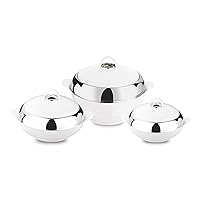 Crescent Insulated Casserole Hot Pot - Insulated Serving Bowl With Lid - Food Warmer - 3 pcs Set 2.5 L / 3.5 L / 5 L