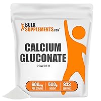 BulkSupplements.com Calcium Gluconate Powder - Calcium Supplement, Calcium Powder - Calcium Gluconate Supplement, 600mg (55mg Calcium) per Serving, 500g (1.1 lbs)