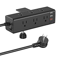 CCCEI Desk Side Clamp Power Strip with 9 Outlet, Desk Top Tube Edge Mount Outlet with USB-A and USB-C Ports, Under Desk Table Leg Widely Spaced Surge Protector Outlet Station, Fit 1.1 inch Edge, 6FT.