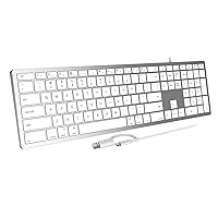 Keyboard for Mac,Compatible Apple Keyboard with Large Keys,Full Size Computer Keyboards with 20 Multimedia Shortcut Keys, USB A/USB C Wired Keyboard for Apple Mac Pro/Mini,MacBook Pro/Air,iMac