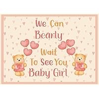 We Can Bearly Wait To See You Baby Girl: Beautiful Pink and Peach Teddybear And Hearts Baby Shower Guest Book. Perfect For Parents Of Any Baby Girl