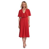 Donna Morgan Women's Capelet A-Line Dress Workwear Office Occasion Event Guest of, Racing Red