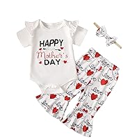 Newborn Girl Mother's Day Clothes Baby Happy First Mother's Day Flare Pant Outfit