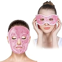 Bundles of CONBELLA Face Eye Masks for Dark Circles and Puffiness, Migraines, Headache, Stress, Redness, Cooling Face Masks for Women Man, Hot Cold Use Ice Face Mask.