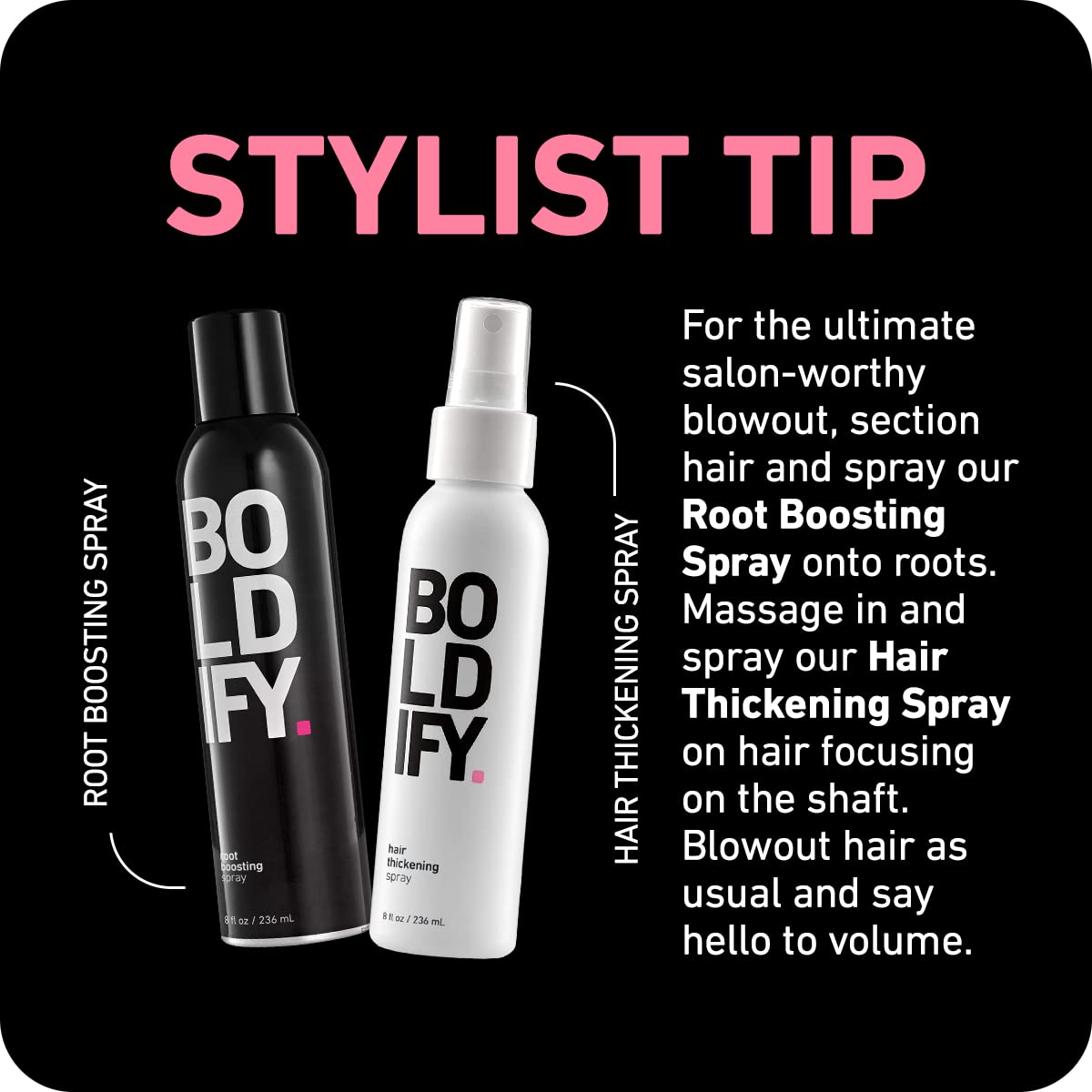Boldify Hair Thickening Spray - Stylist Recommended Volumizing Hair Products All Genders - Hair Volumizer, Texture Spray for Hair, Hair Spray Women/Men, Hair Thickening Products for Women & Men - 8oz