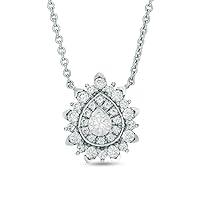 0.50 Cttw Diamond Pear-Shaped Double Frame Drop Slide Pendant Necklace in 10K White Gold (I-J/12)