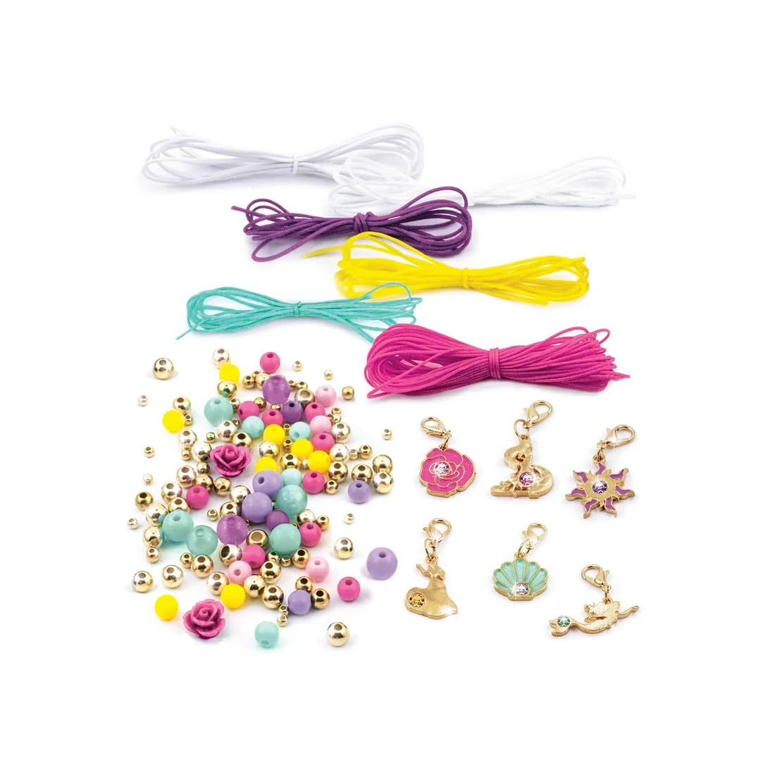 Make It Real - Disney Princess Crystal Dreams Jewelry - DIY Bead & Charm Bracelet Making Kit - Includes Jewelry Making Supplies, Charms with Swarovski Crystals & Exclusive Disney Princess Book