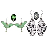 Moth Butterfly Earrings.Punk Insect Drop Earrings Color Acrylic Moth Wing Earrings Statement Black Earrings Party Jewelry for Women Girls