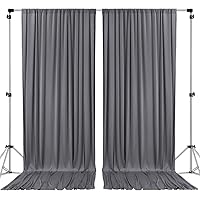 AK TRADING CO. 10 feet x 8 feet IFR Polyester Backdrop Drapes Curtains Panels with Rod Pockets - Wedding Ceremony Party Home Window Decorations - Charcoal