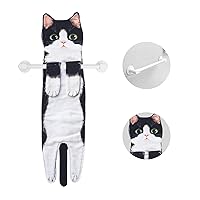 Cat Funny Hand Towels with Towels Bar for Bathroom Kitchen - Cute Decorative Cat Decor Hanging Washcloths Face Towels Super Absorbent Soft - House Warming Christmas Birthday Gift for Women Cat Lovers