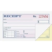 Money and Rent Receipt, 2-3/4 x 5-3/8 Inches, 2-Parts, Carbonless, White/Canary, 50 Sets per Book (DC2501)
