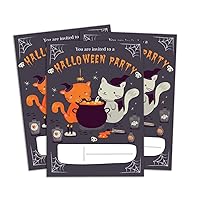 Grey Halloween Invitation Card Printable Elegant Fill or Write In Blank Party Invites 28 Pcs