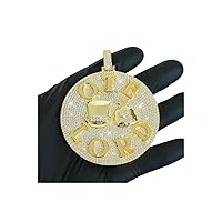 Men's Round Disk Customized Classic Name Pendant in Yellow Gold Plated 925 silver White Gold Over for Men women