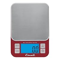 Escali Nutro Digital Food Scale, Multi-Functional Kitchen Appliance, Precise Weight Measuring and Portion Control, Baking and Cooking Made Simple, Stainless Steel Platform, Red