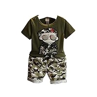 Boys Camouflage Uniform Soldiers Shirt Top + Shorts