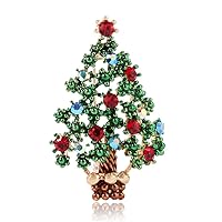 Christmas Tree Brooches for Women Girls Rhinestone Brooch Pin Coat Cap Collar Clip Xmas Party Accessories
