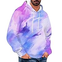 Men Hoodies Tie Dye Print Pullover Hooded Sweatshirt Hoodies with Pockets Trendy Novelty Graphic Sweashirts