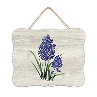 Wooden Listed Plaque Bluebonnets Hanging Wood Sign Wall Decor for Kitchen Living Room Home 7.8 X 9.8 Inch