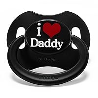 LittleForBig Bigshield Gen-II Adult Sized Printed Pacifier I Love Daddy Pattern Black