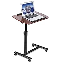 Overbed Table Height Adjustable with Tilting Desktop Bed Side Table with Wheels Lockable Rolling Standing Laptop Desk Hospital Bed Table