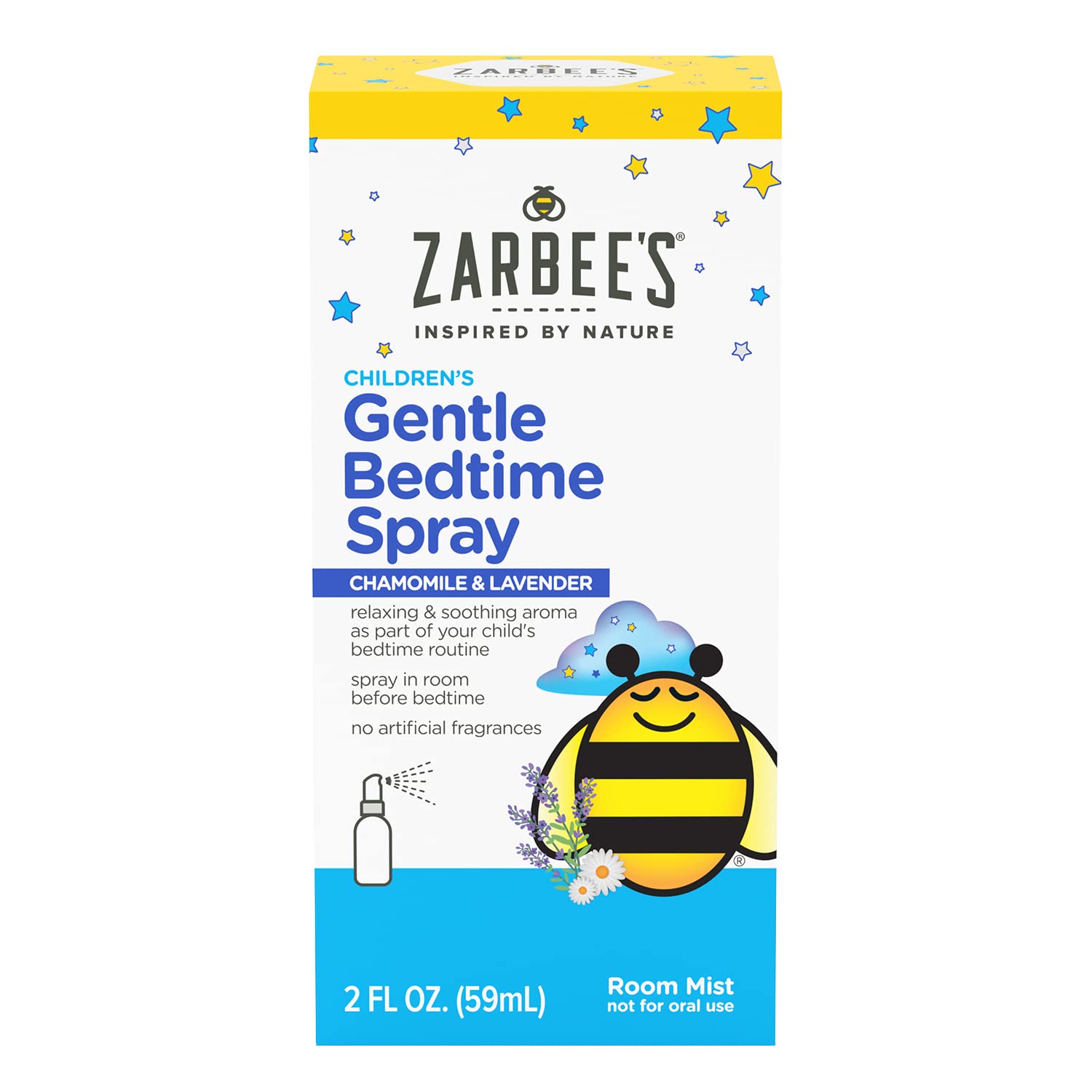 Zarbee's Gentle Bedtime Kids Sleep Spray, Chamomile & Lavender Room Spray Helps Create a Calming Atmosphere to Prepare for Sleep, 2oz