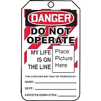 Accuform Lockout Tags, Pack of 5, Danger Equipment Lock Out My Life is on The Line, US Made OSHA Compliant Tags, Temperature & Water Resistant RP-Plastic, 5.75
