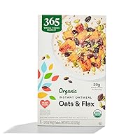 365 by Whole Foods Market, Organic Instant Oatmeal, Oats & Flax, 11.3 Ounce, 8 Count