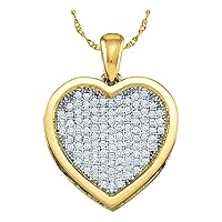 The Diamond Deal 10kt Yellow Gold Womens Round Diamond Cluster Small Heart Pendant 1/20 Cttw
